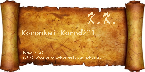 Koronkai Kornél névjegykártya